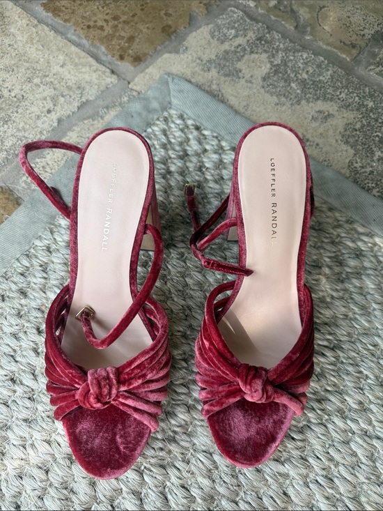 Loeffler Randall Shoes - Loeffler Randall Velvet Knot Slingback Sandals in Wine Red